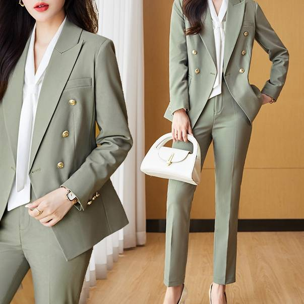 Women's Clothing New Fashion temperament business wear slim suit workwear set_autovado.com