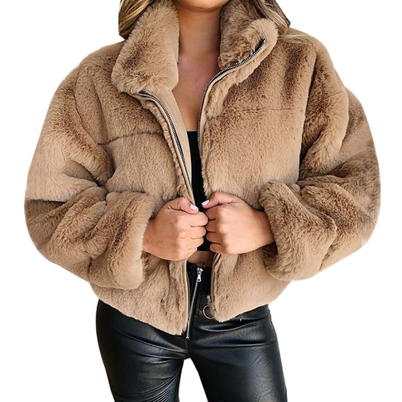 Women's Clothing clothing autumn and winter rabbit fur fur zipper cardigan plush warm jacket_autovado.com