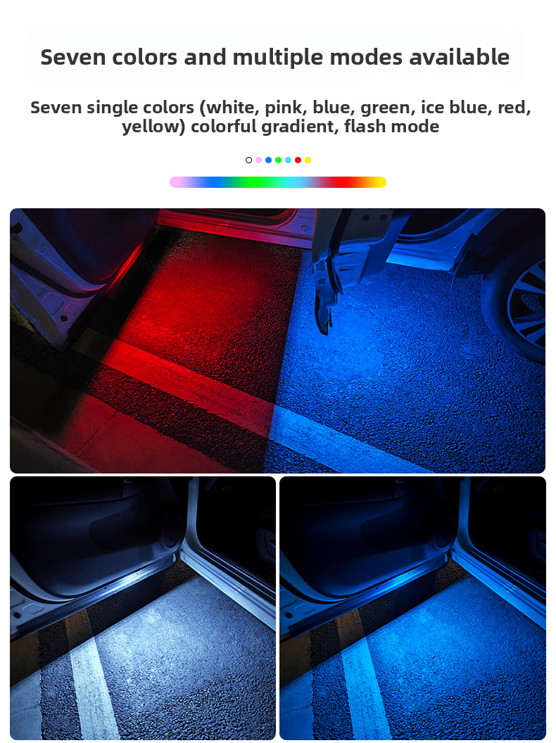 Car Warning Door Lighting LED Colorful Flashing Atmosphere Welcome Anti-Collision Anti-Rear-End Light No Wiring Required_autovado.com