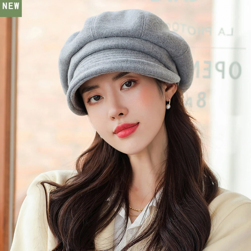Hot Sale HT4270 Berets Women Solid Plain Autumn Winter Ladies Vintage Artist Painter Beret Hat Female Roll Brim Octagonal Cap_autovado.com