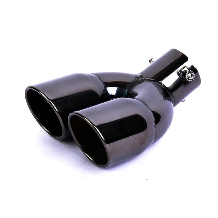 Cross-Border 76 Inclined Row Curved Double Outlet 63 Straight Plated Tail Pipe Thickened Stainless Steel Muffler Car_autovado.com
