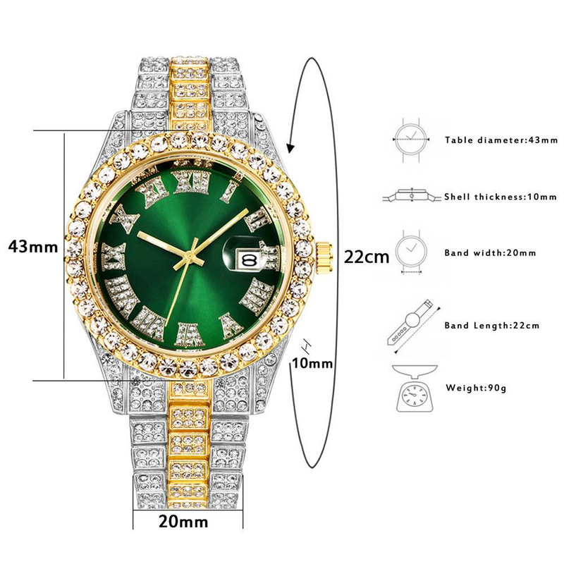 New men's steel belt quartz watch hip-hop business steel belt calendar men's full diamond men's watch men's_autovado.com