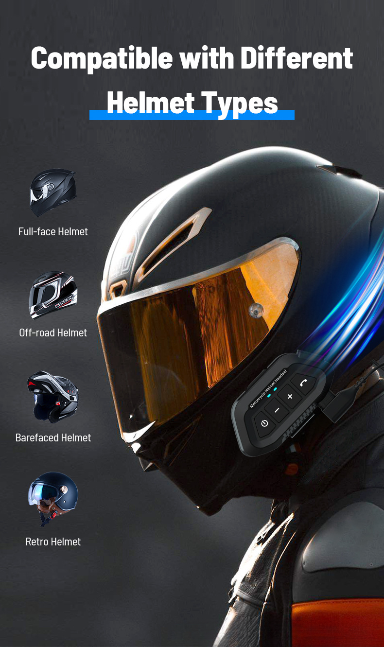LX2 Motorcycle Waterproof Rider Wireless 5.3 Helmet Bluetooth Earphones_autovado.com