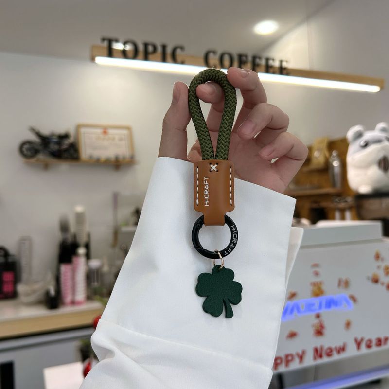 Genuine Cowhide Braided Rope Keychain Pendant High Quality Car Keychain Ring Men And Women Hand Rope School Bag Pendant_autovado.com