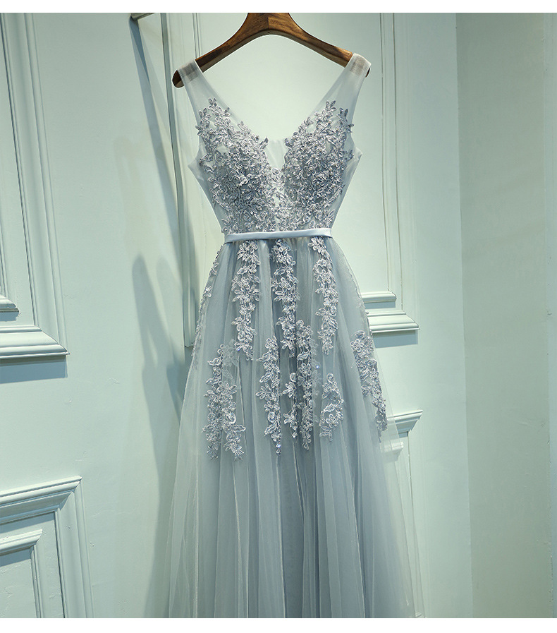 Dress new banquet evening dress bride toast dress long section celebrity party dress host bridesmaid dress_autovado.com