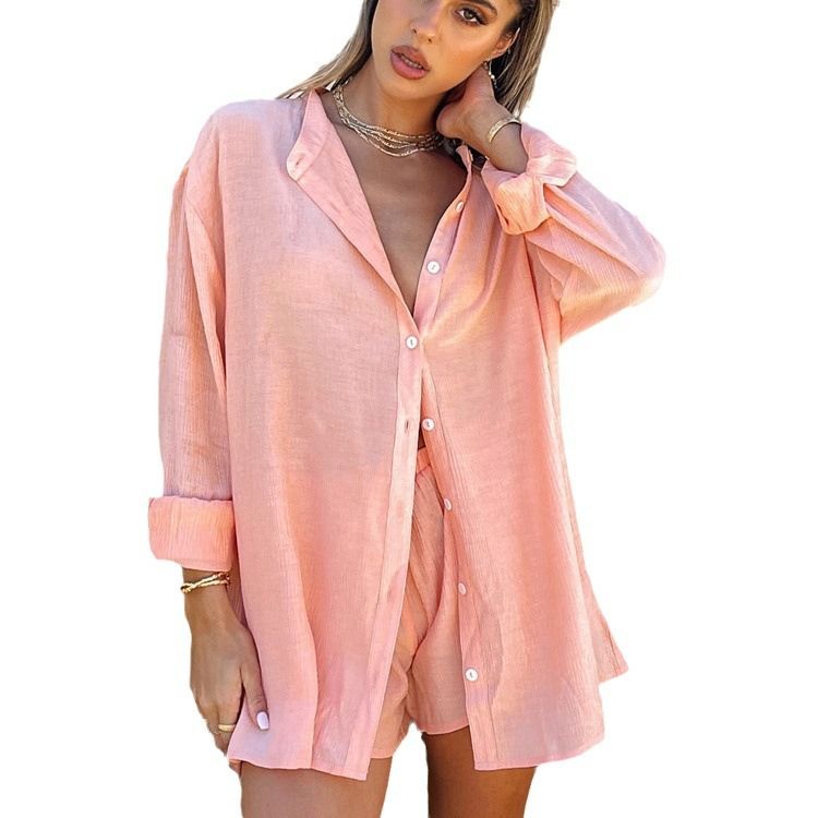 Women's Clothing sexy two-piece suit for women beach sunscreen shirt shorts suit_autovado.com