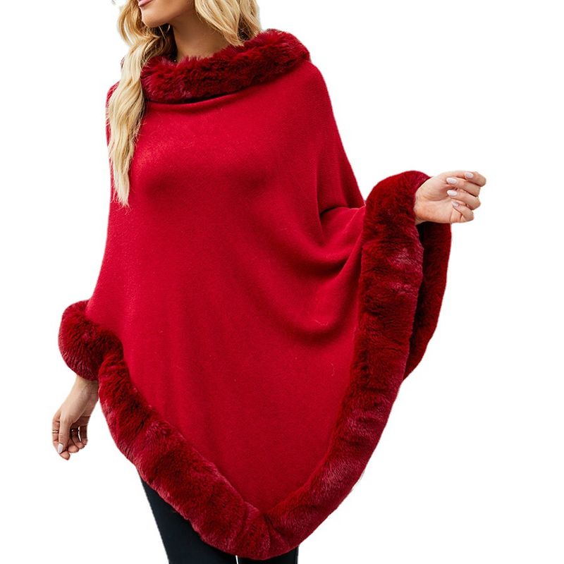 Women's Clothing 2023 autumn and winter new women's clothing shawl tassel cape fur collar pullover sweater women_autovado.com