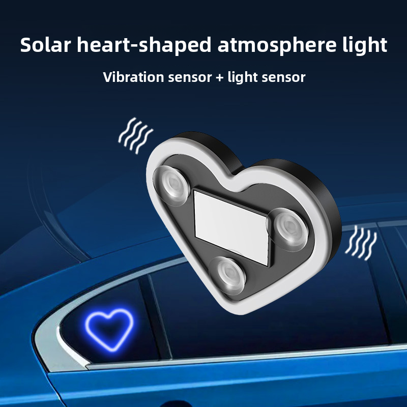 New Solar Heart Atmosphere Car Decorative Triangle Window Ambient Heart-shaped Neon Light_autovado.com