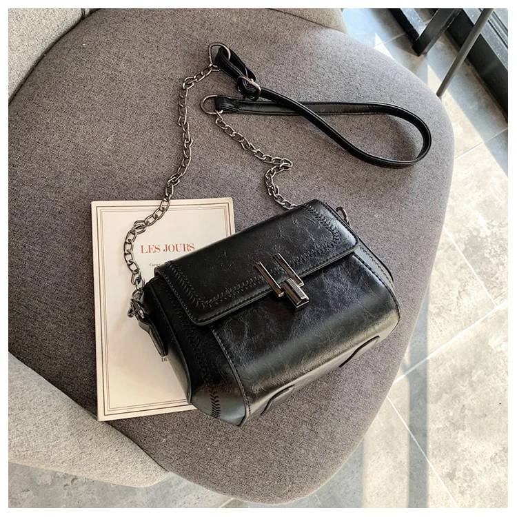Vintage Trend Women's Crossbody Bag Chain Hasp Zipper PU Leather Square Shoulder Bags Chic Lady Versatile Pack_autovado.com