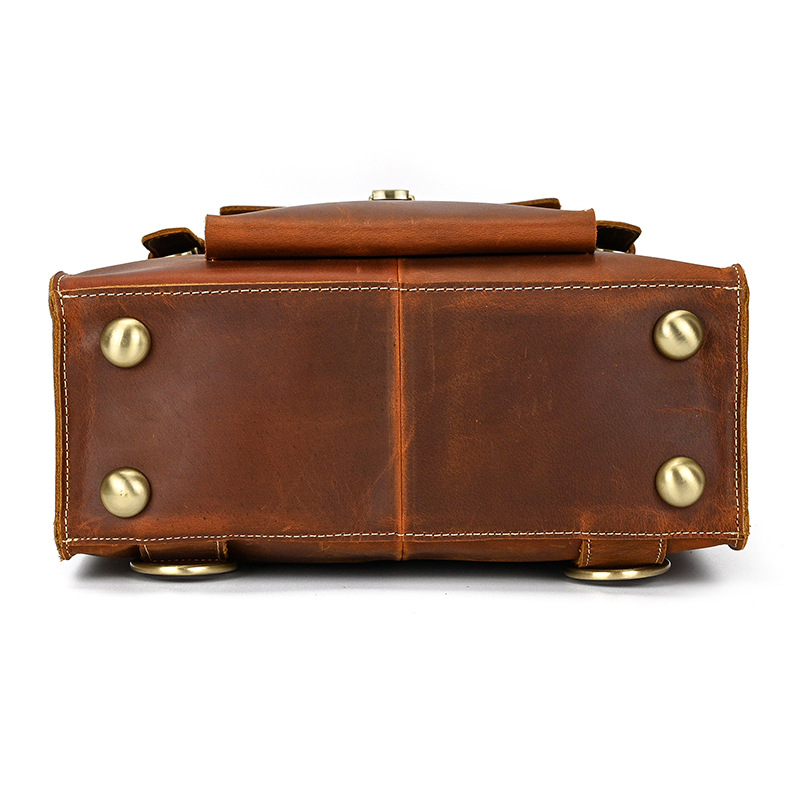 Men's Genuine Flip Backpack Crazy Horse Leather functional Single Shoulder Crossbody Bag Multi purpose Handbag_autovado.com