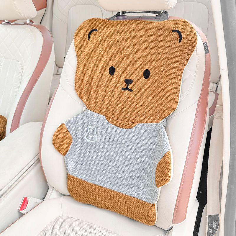 Car Cover, Cushion 2025 New Cute Little Bear Linen Car Interior Five Piece Set, All Season Universal Seat Cove_autovado.com