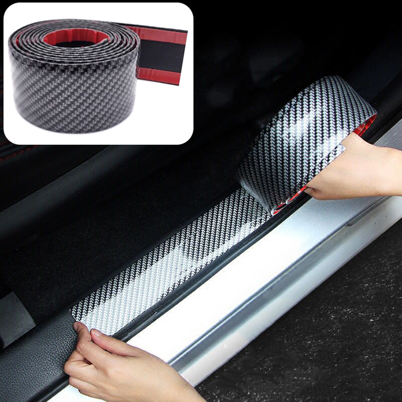 Yuanmheng Car Styling Carbon Fiber Rubber Door Sill Protector Trim Strip Decor Sticker_autovado.com
