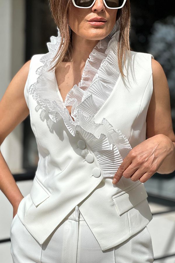 Women's Clothing spring and summer new fashion sleeveless trousers suit INS casual pocket vest two piece suit for women_autovado.com