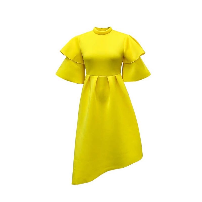 Women's Clothing women's new style double half turtleneck solid color large swing evening dress large size dress_autovado.com