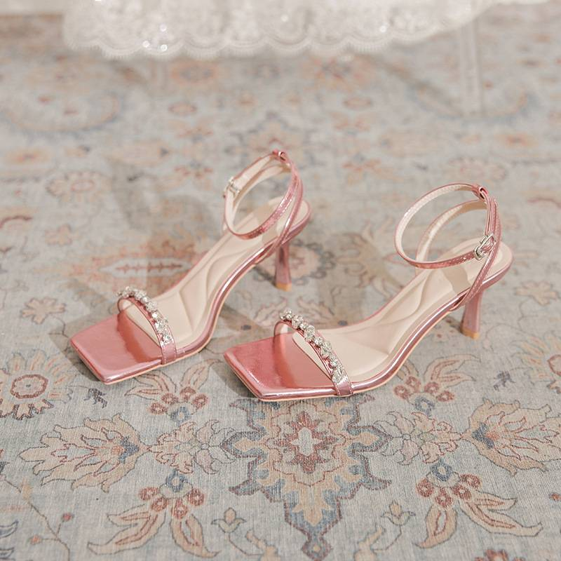 Woman Head Rhinestone Word With Fashion Summer High Heels Sandals For Women_autovado.com