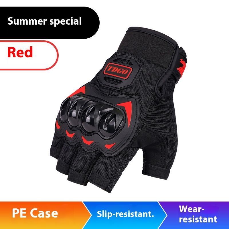 Motorcycle Gloves – All-Season Riding Gloves (Touchscreen, Anti-Slip, PE/Alloy/Carbon Shell, M/L/XL, Black/Red/Green)_autovado.com