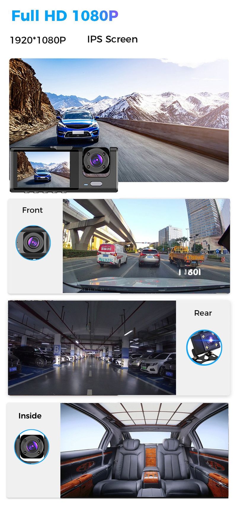 Private Model 3 lens video driving recorder 2 inch screen car recorder HD night vision DASHCAM car DVR_autovado.com