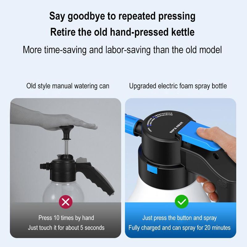 Electric Foam Wireless Charging Special High-pressure Pa Pot Fan Shaped Watering Can Gardening Tool For Car Washing_autovado.com