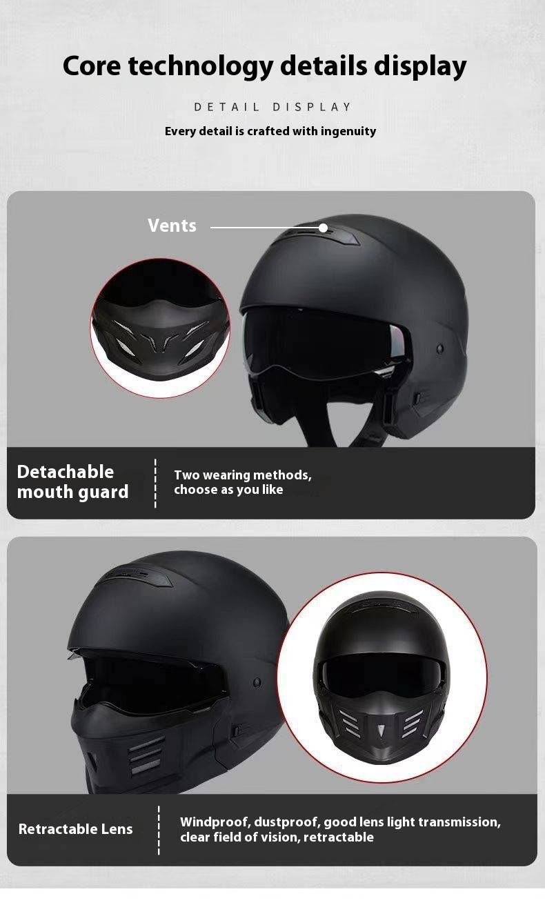 DOT & 3C Certified Retro Motorcycle Half Helmet With Bluetooth – Samurai Black Scorpion Design – Vintage Harley Style For Men_autovado.com