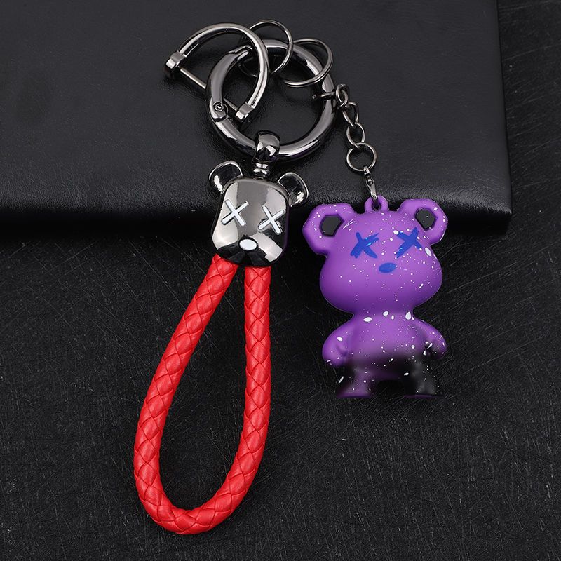 Chameleon Bear Keychain Braided Rope Car Keychain Female Cartoon Bear Creative Couple Exquisite Bag Pendant_autovado.com