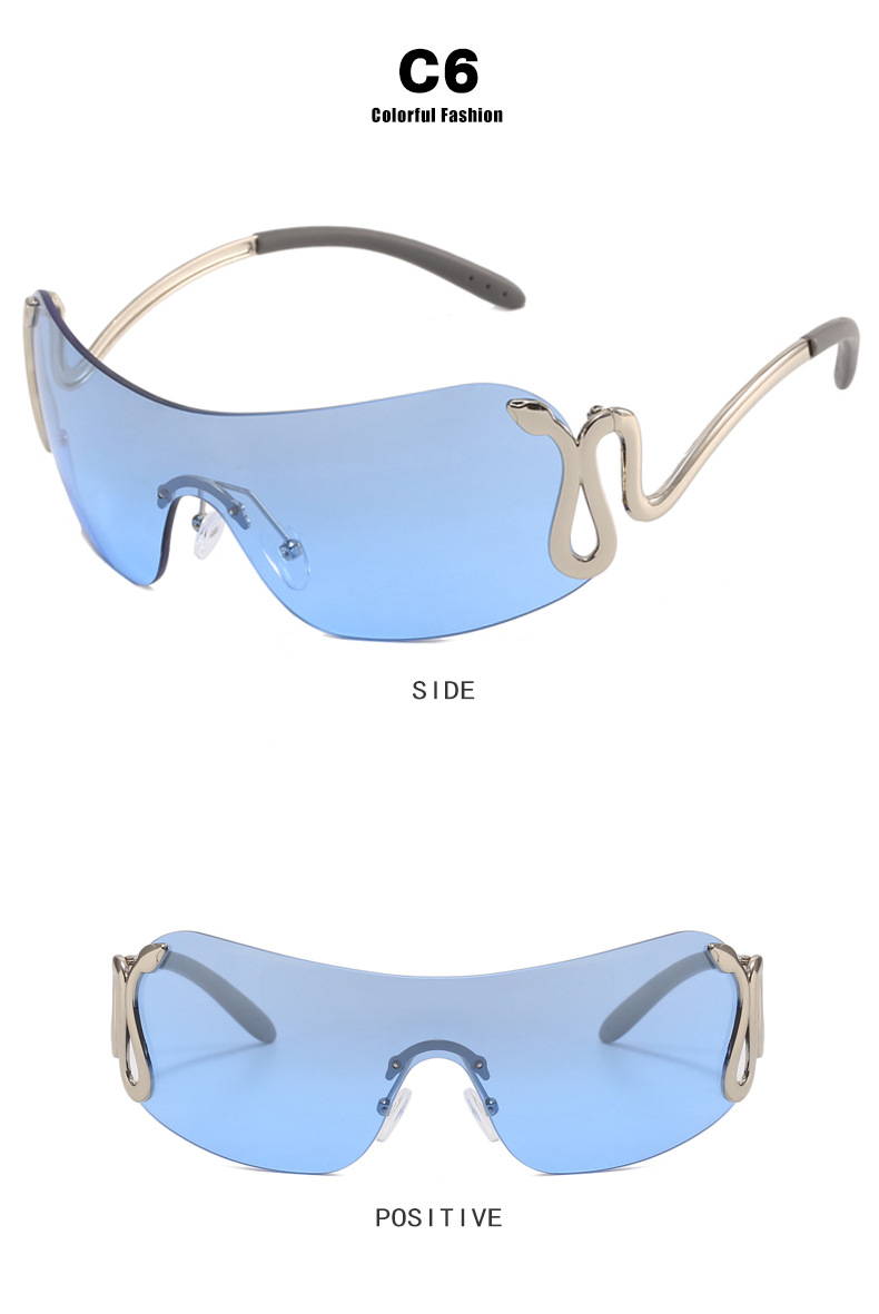 Unisex Spirit snake one-piece sunglasses Fashion personality sunglasses Fashion Y2K sunglasses_autovado.com