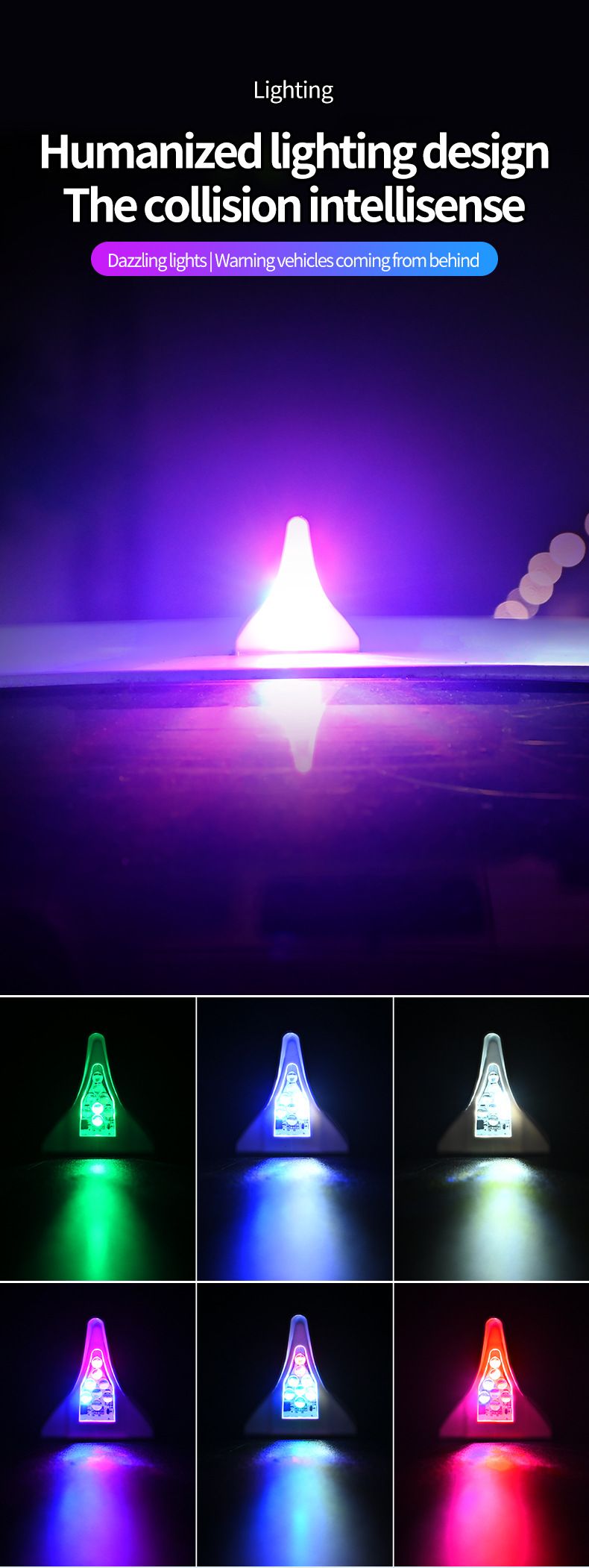 Solar Shark Fin Antenna Universal Car Roof Modification Anti-Collision Flashing Warning Decorative Light_autovado.com