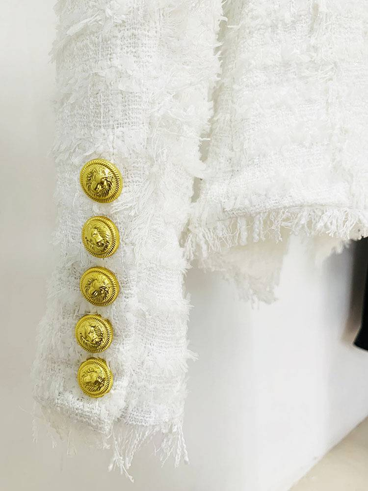 Women's New Style Star Fashion Fringed Tweed Slim Blazer_autovado.com