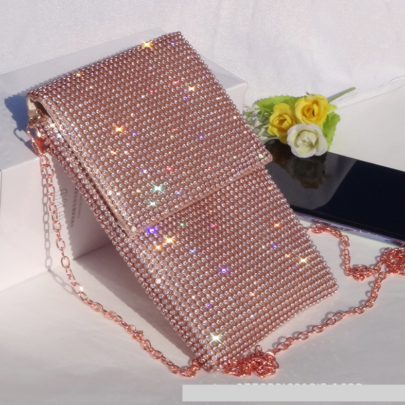 Evening Bags Diamond-encrusted Mobile Phone Bag Women's Crossbody Bag Chain Shoulder Bag Advanced Sense Vertical Evening Small Bag_autovado.com