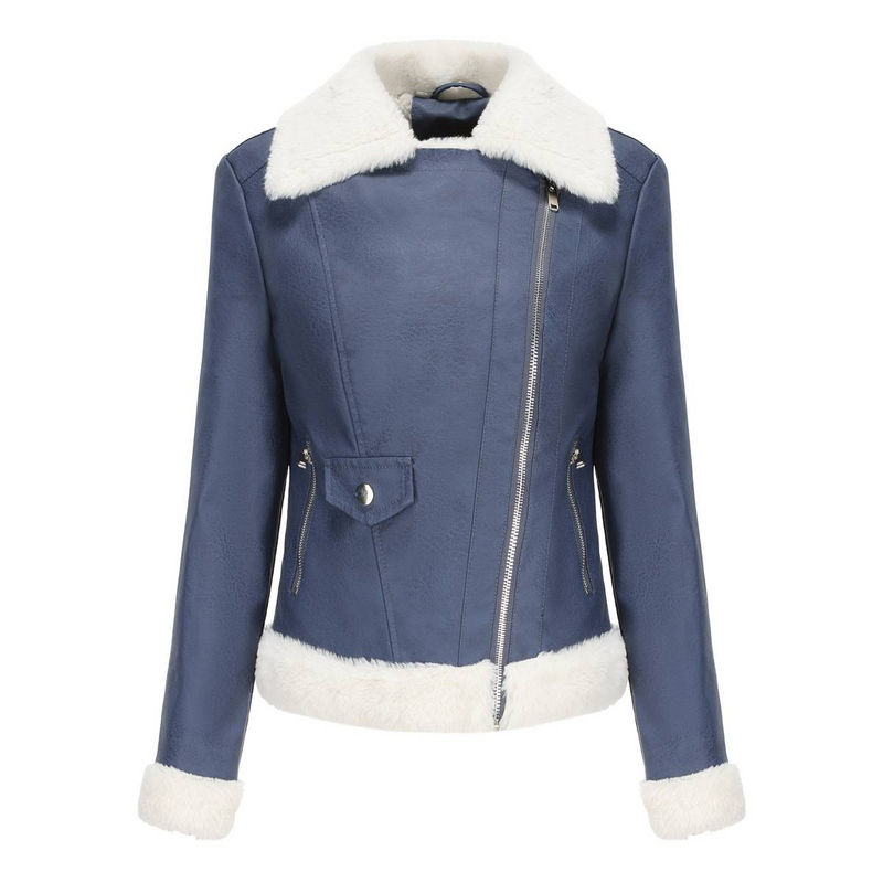 New Suede women's long-sleeved warm lapel jacket European and n commuter casual jacket_autovado.com