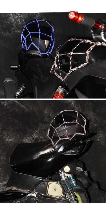 Motorcycle Mesh Fuel Tank Helmet, Fixed Mesh, Luggage Bag, Elastic Night Reflective Strap, Tying Rope, Rear Seat_autovado.com