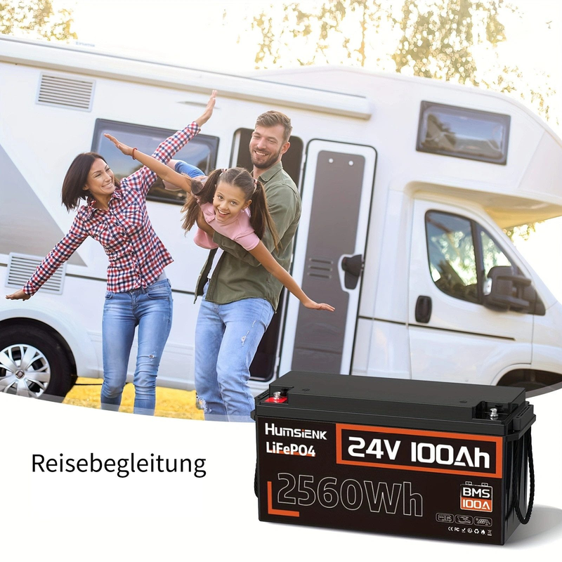 HumsiENK 24V 100Ah LiFePO4 Lithium Battery For Boat Trolling, 100A BMS Battery Pack,low Temperature Protection,solar Cells,energy Storage Power Supply_autovado.com