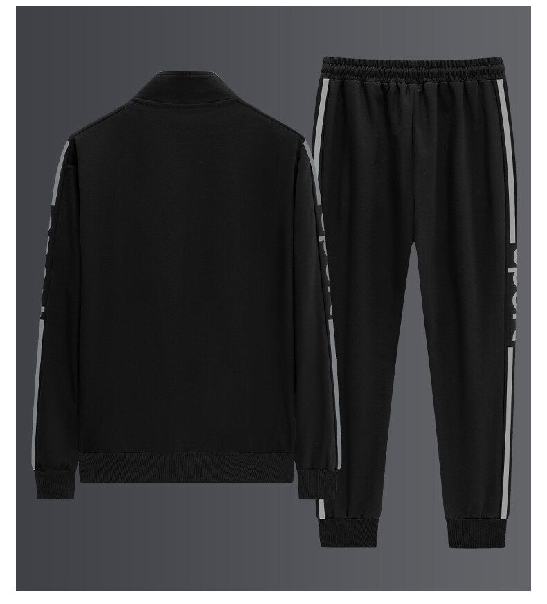 Men's Clothing sports suit men's spring and autumn sweatshirt outdoor running leisure two piece suit loose trend plus size jacket_autovado.com