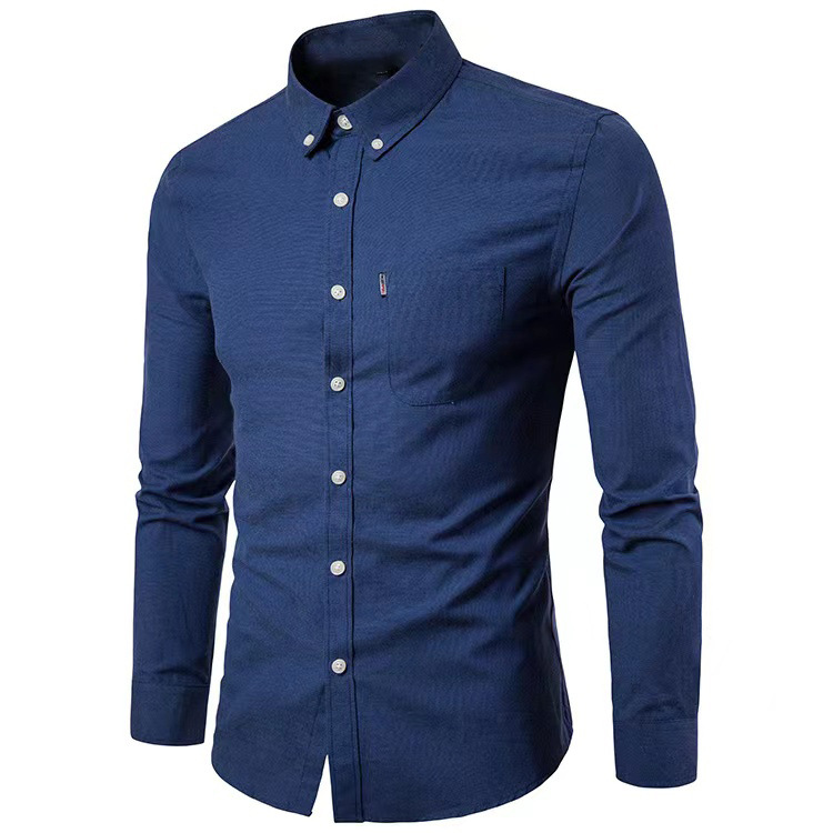 Men's long sleeve shirt Men's shirt Korean version of non-ironing slim solid color young casual men's wear_autovado.com