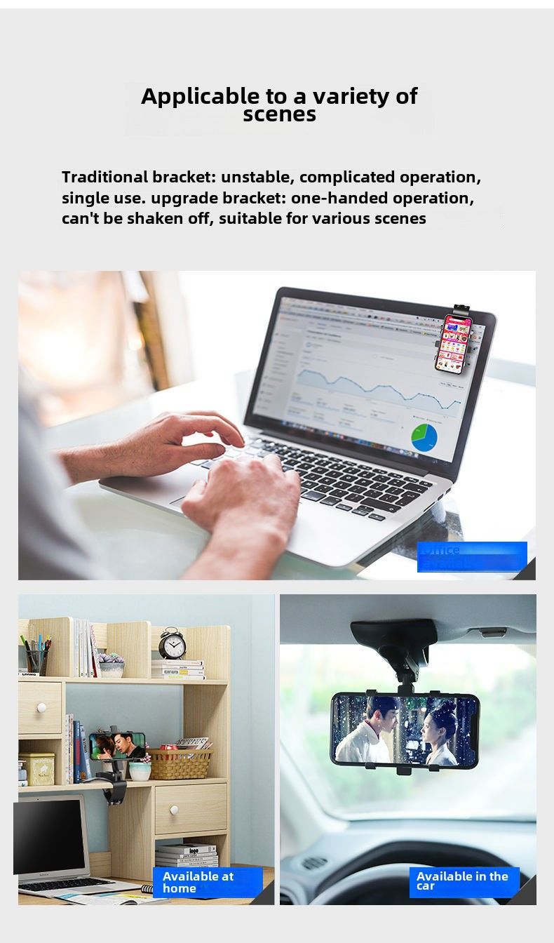 Cross-border car mobile phone bracket car multi-function rotating car dashboard rearview mirror navigation bracket wholesale_autovado.com