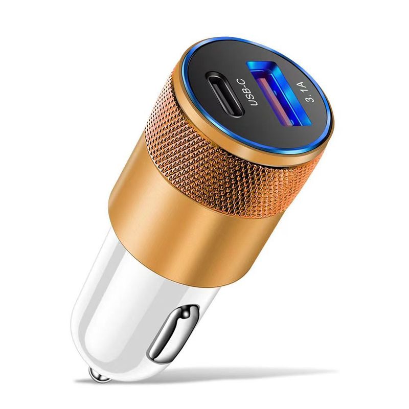 3.1A USD+PD Small Steel Cannon Metal Aluminum Alloy Charge USB-C+USB Car Charger_autovado.com