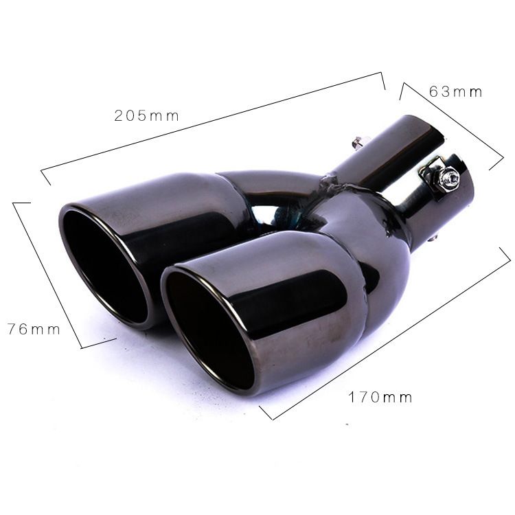 Cross-Border 76 Inclined Row Curved Double Outlet 63 Straight Plated Tail Pipe Thickened Stainless Steel Muffler Car_autovado.com