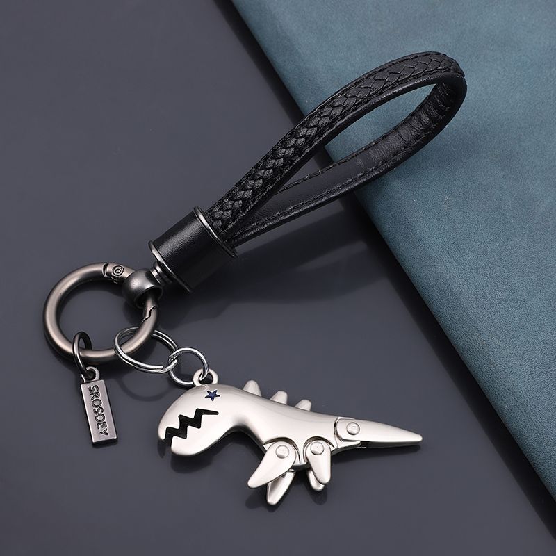 Cow Leather Keychain Internet Celebrity Little Dinosaur Pendant Cute Cartoon Car Key Chain Pendant Creative Gift For Women_autovado.com