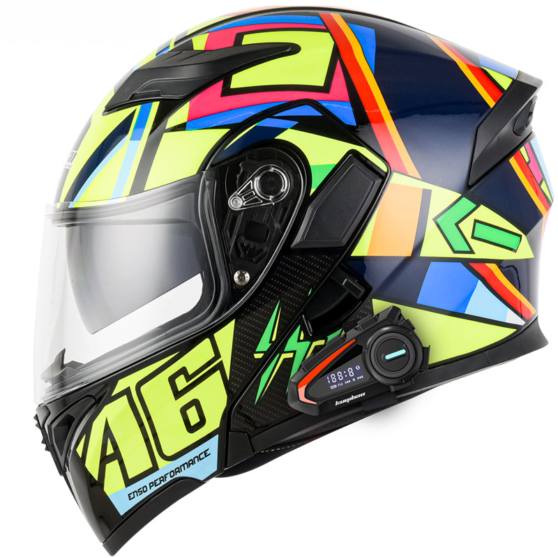 Coolqi Bao Anti-Fog Dual Lens Open Face Motorcycle Bluetooth Helmet Long Battery Life With Display Screen Suitable For_autovado.com