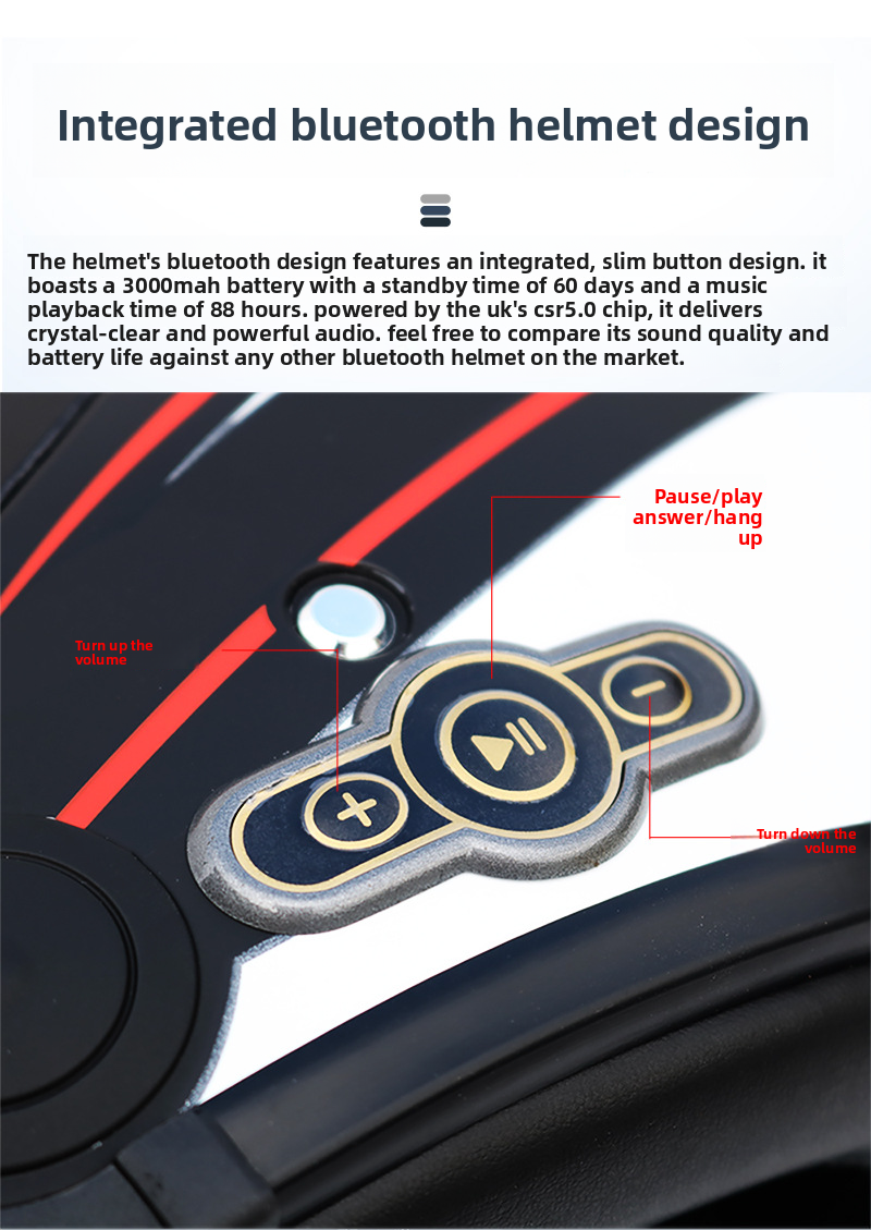 CoolQee Electric Motorcycle Bluetooth Men's Smart Helmet 3000mAh Long Battery Life_autovado.com