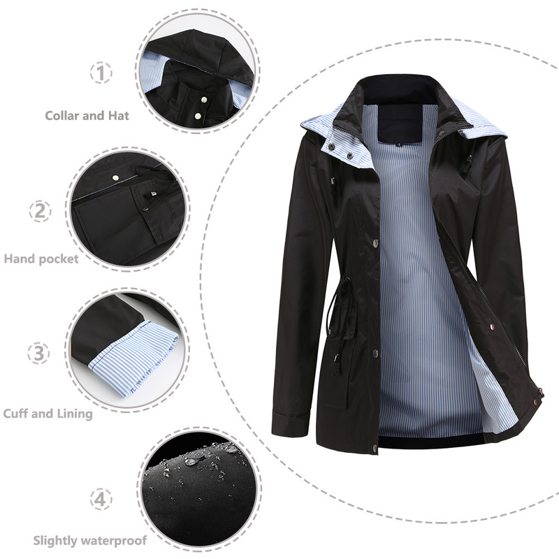 Women's Clothing new autumn and winter detachable hood windbreaker women women's clothing large size women's jacket raincoat_autovado.com
