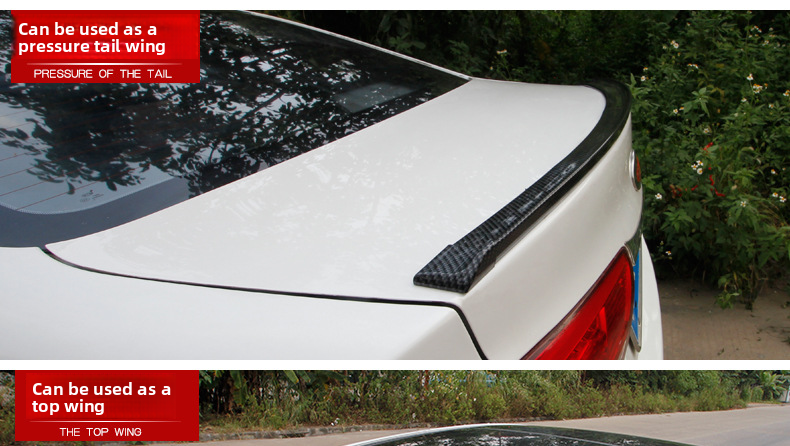 Car 3D Pattern Rubber Spoiler No Drilling Required Universal Carbon Fiber Diffuser Anti-Collision Strip_autovado.com