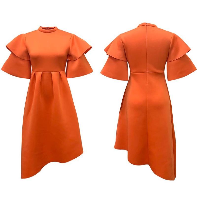 Women's Clothing women's new style double half turtleneck solid color large swing evening dress large size dress_autovado.com