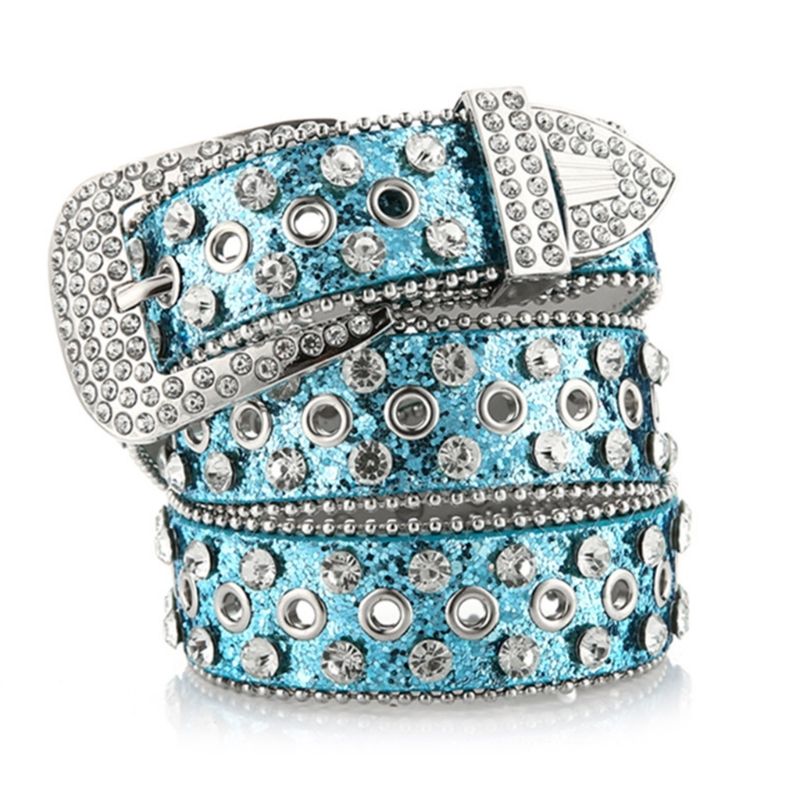 HOT Goth Women PU Leather Straps Rhinestones Belts Cowgirl Y2K Girls Fashion Belt for Jeans Men_autovado.com