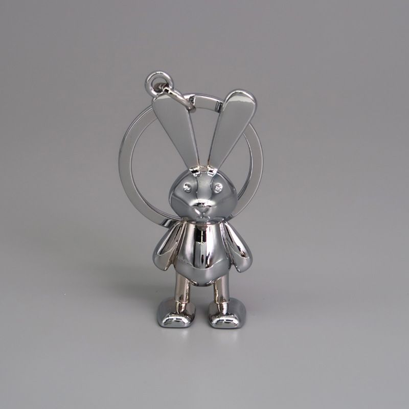 Metal Rabbit Keychain Car Keychain Couple Pendant Mobile Phone Rabbit Year Exclusive Bag Pendant_autovado.com