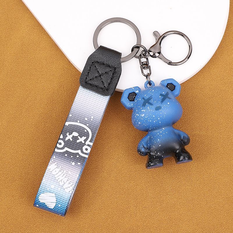 Chameleon Bear Keychain Flip Fur Car Keychain Female Cartoon Bear Creative Couple Exquisite Bag Pendant_autovado.com