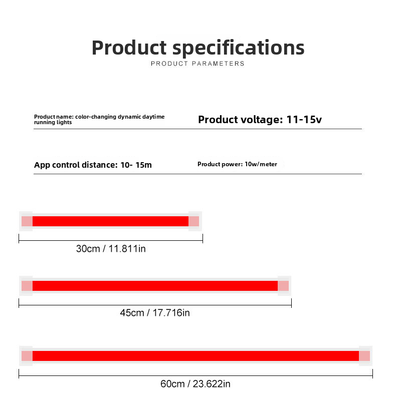 Car RGB Colorful Daytime Running Lights APP Bluetooth Control 30CM 45CM 60CM Driving Light Strip_autovado.com