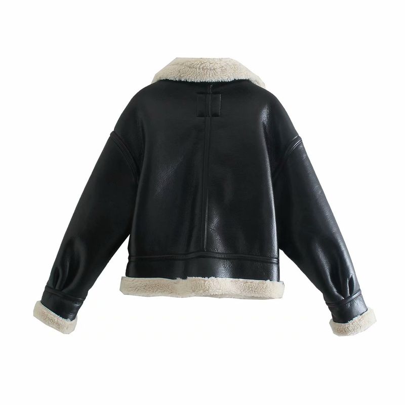 Women's clothing style street fashion fleece fur jacket coat_autovado.com