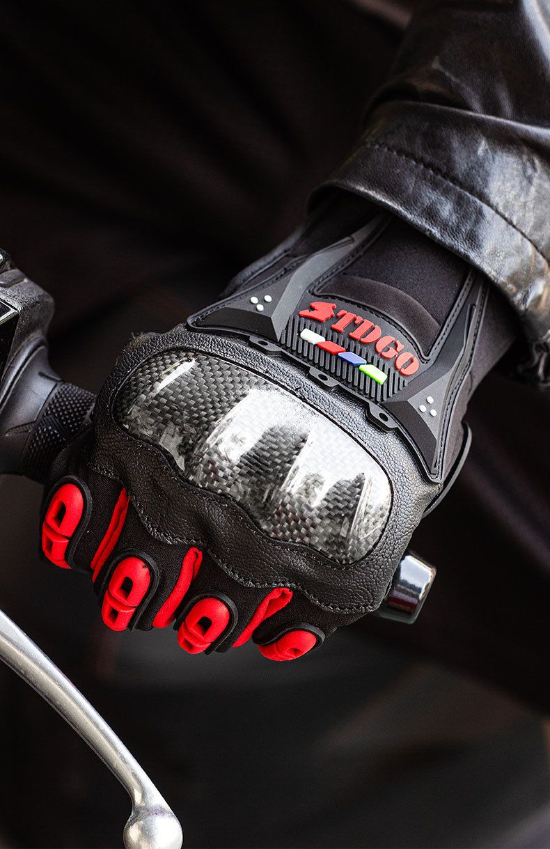 Motorcycle Gloves – All-Season Riding Gloves (Touchscreen, Anti-Slip, PE/Alloy/Carbon Shell, M/L/XL, Black/Red/Green)_autovado.com