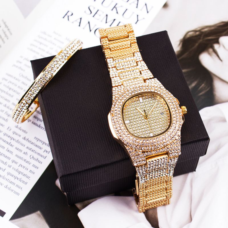 Diamond fashion watch set bracelet ladies wristwatch men_autovado.com