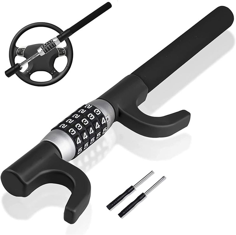 New Car Steering Wheel Multifunctional Adjustable Telescopic Security Anti-theft Thickened Window-breaking Metal_autovado.com